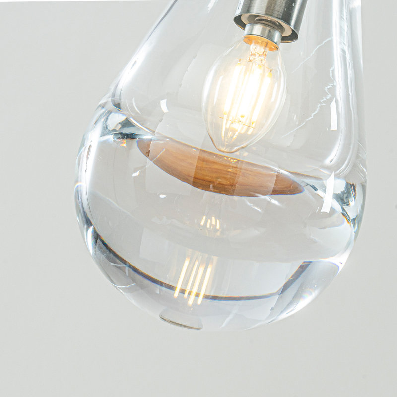 Luminaire suspendu rustique en forme de goutte d'eau de style rustique en forme de goutte d'eau en nickel brossé à 1 lumière de 5 po pour îlot de cuisine	