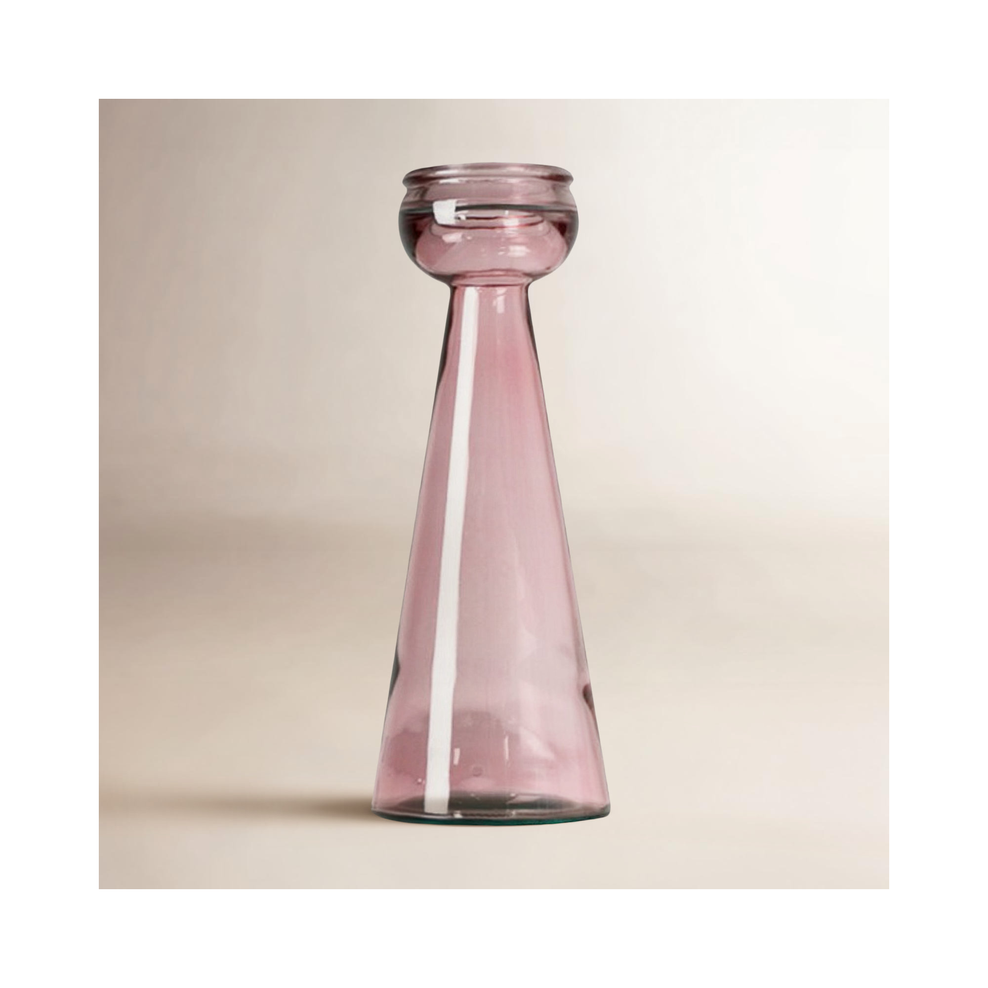 Rye Recycled Glass Candle Holder, 15.75" H x 5.91" W x 5.91" D, Pink