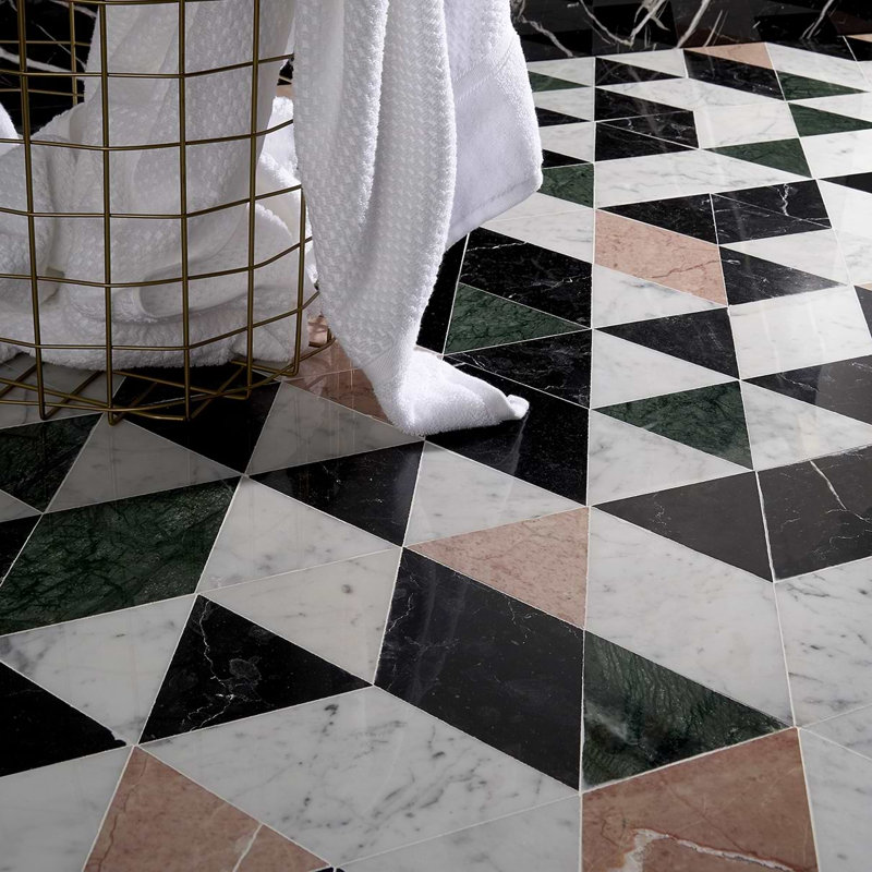 Prism 13.5 X 7.75 Marble Mosaic Tile, Rosa Pink