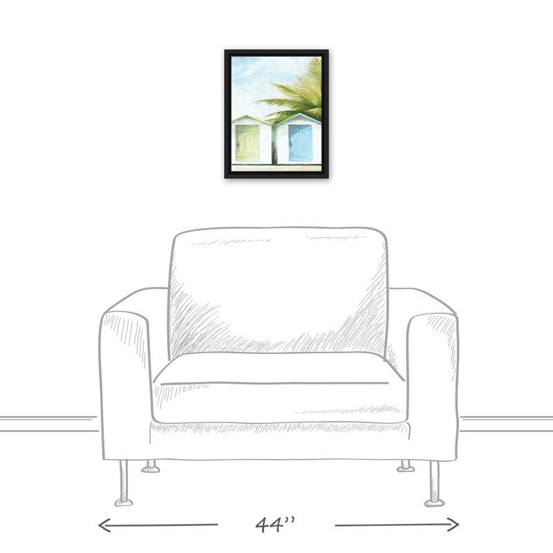 Toile flottante encadrée "Beach Huts", H 15,75 po x l 12,75 po x P 1,75 po, Cadre flottant