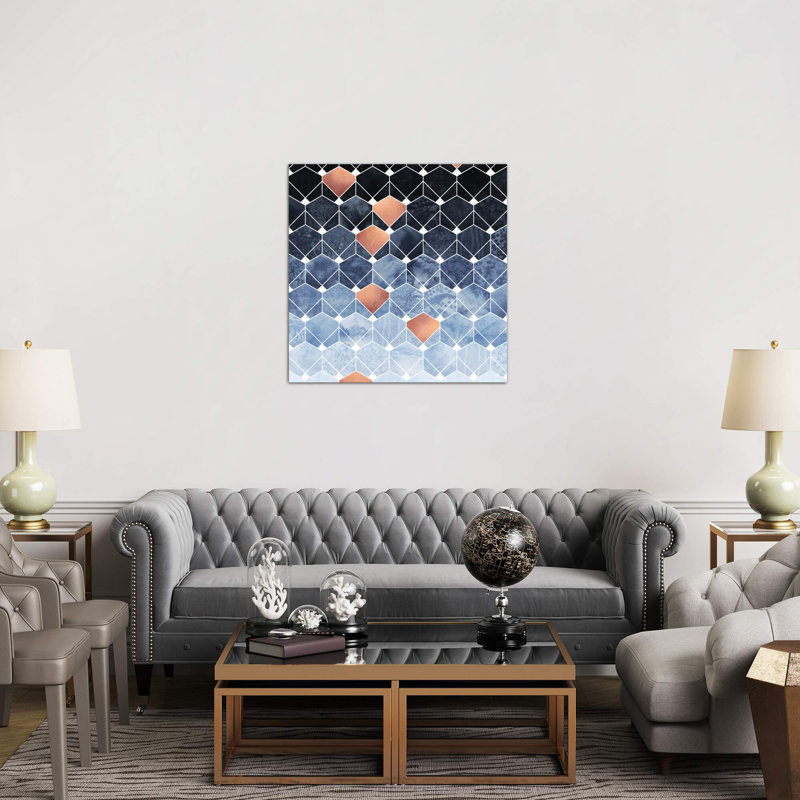 Copper Diamonds by Elisabeth Fredriksson - Print on Canvas, 45.72 cm H x 45.72 cm W x 1.91 cm D, No Frame