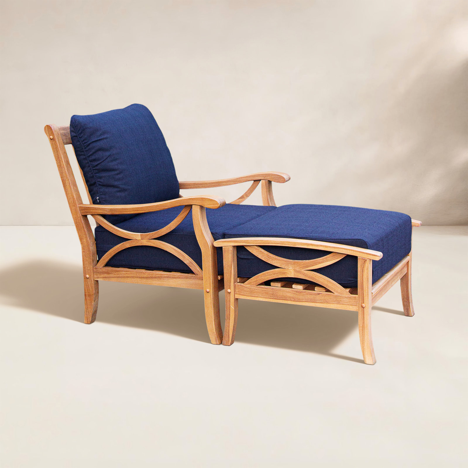 Brunswick 2 - Piece Teak Outdoor Seating Group With Cushions, Navy