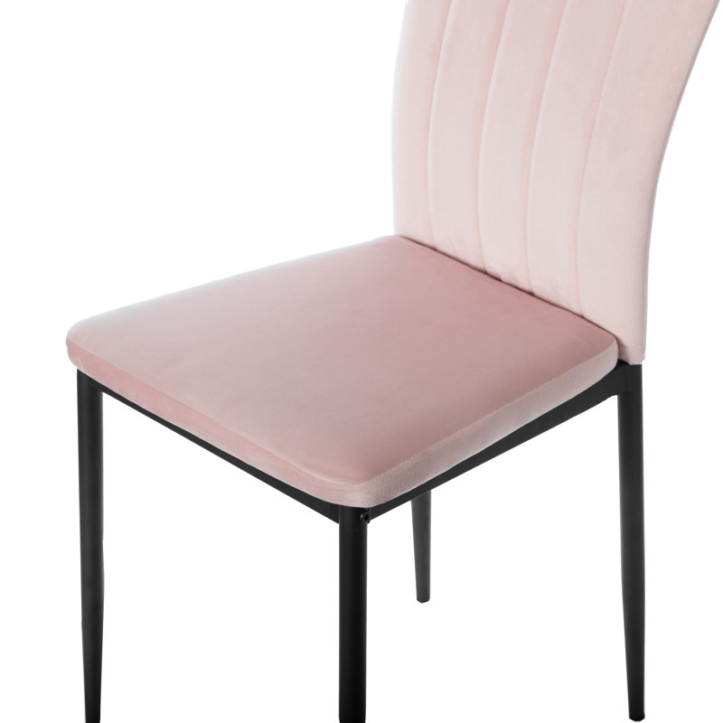 Chaise parsons capitonnée en velours, Rose