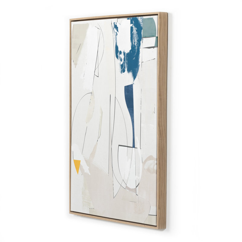 Large Abstract Watercolor Canvas Diptych with White Oak Frame