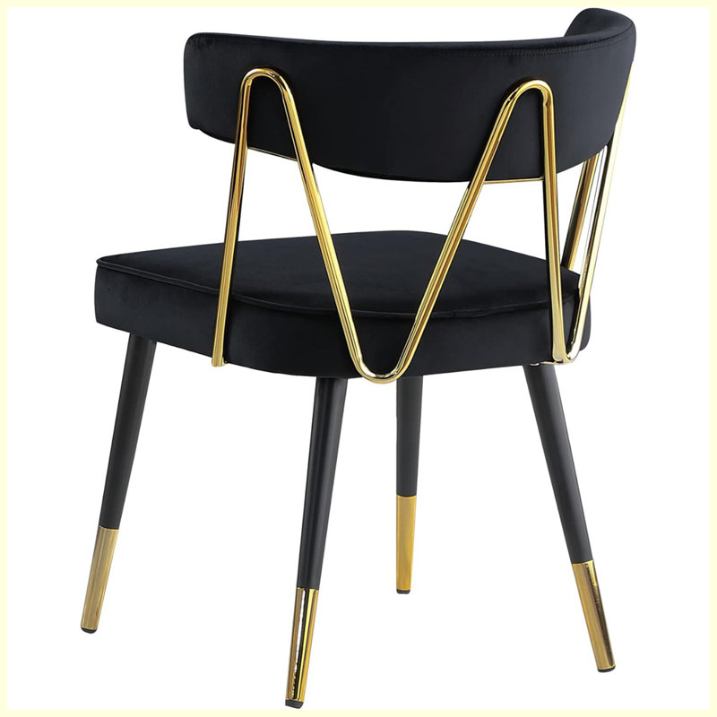 Ensemble de 2 chaises de salle à manger modernes avec garniture dorée, Noir