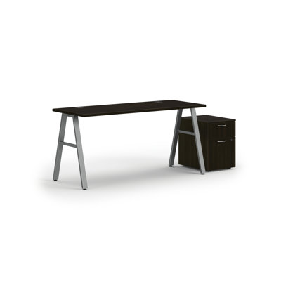 Bureau modulaire à pieds en A avec rangement mobile