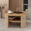 Table basse ronde à 2 niveaux en bois naturel avec base en rotin de rangement de 31,3 po