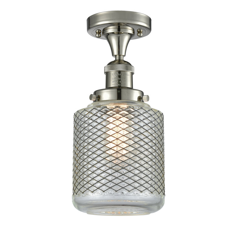 Pylant Glass Semi Flush Mount, No Bulb Included, Polished Nickel