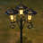 Solar Lamp Post Light with Planter, 68 Inch, 3-Head Pole Light, Outdoor Waterproof, Black