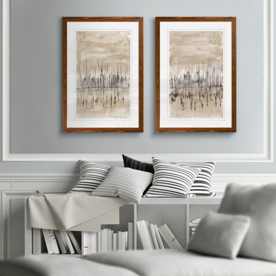 'Marshline Reflection I' by Vincent Van Gogh - 2 Piece Picture Frame Painting Set on Canvas
