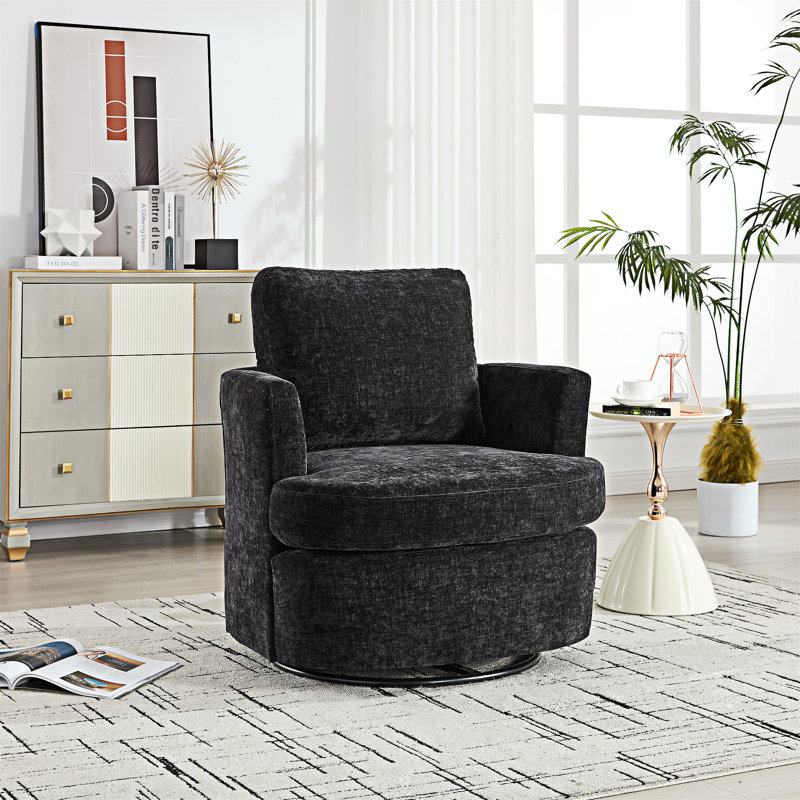 Chaise pivotante rembourrée, Noir
