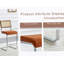 Ensemble de tabourets de bar tissés naturels 4 pièces avec dossier en bois massif Tabouret de comptoir de style médiéval moderne de 25 pouces avec pieds en métal chromé.