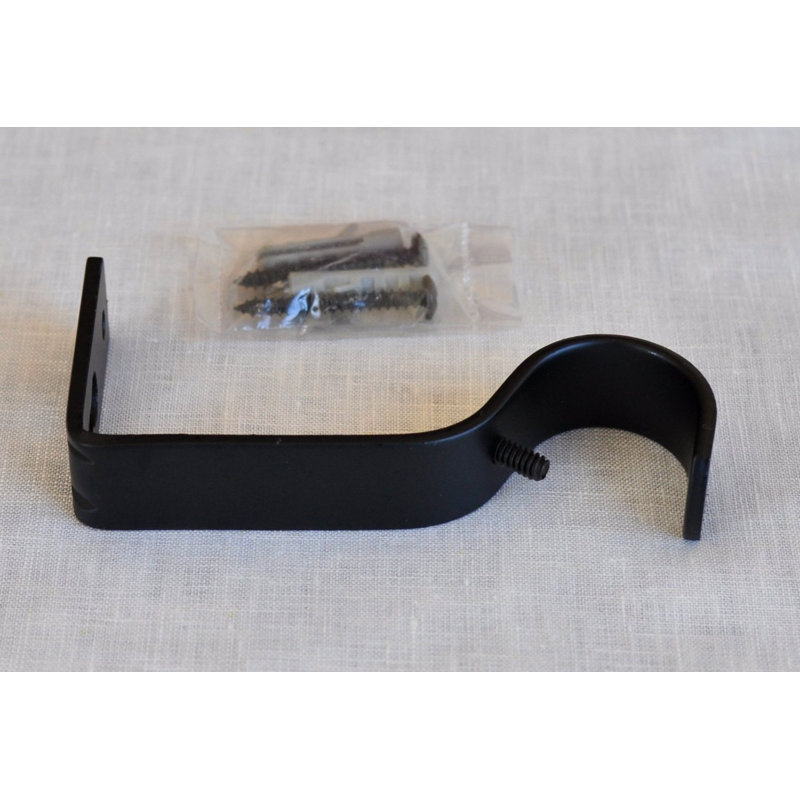 Support de fixation pour rideaux non réglable Perryville, Noir, H 4 po x l 1,375 po x P 1 po