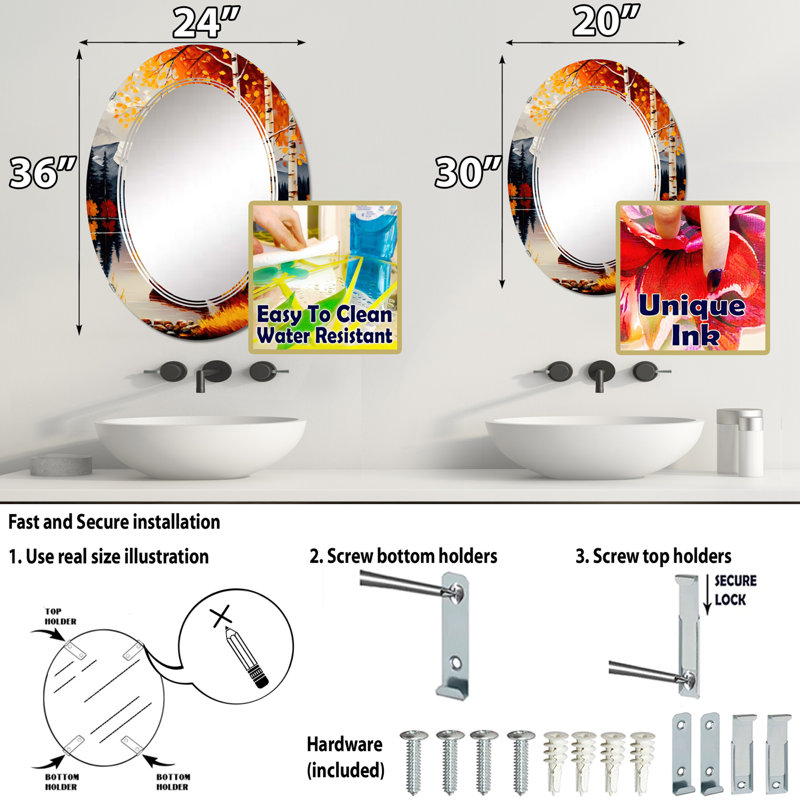 Miroir mural Provett, 36 po x 24 po