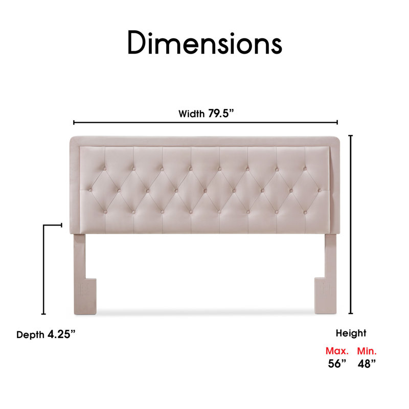 Elegant French Mauve King Upholstered Tufted Headboard