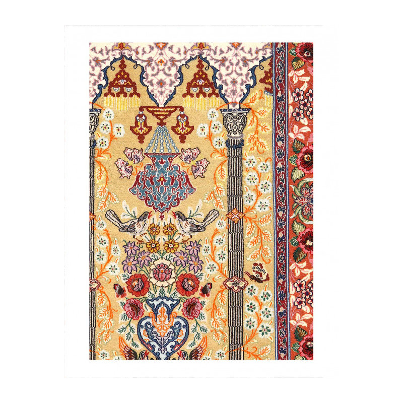 Fine Hand Knotted Persian Silk & wool Isfahan 2'4"X 3'6"