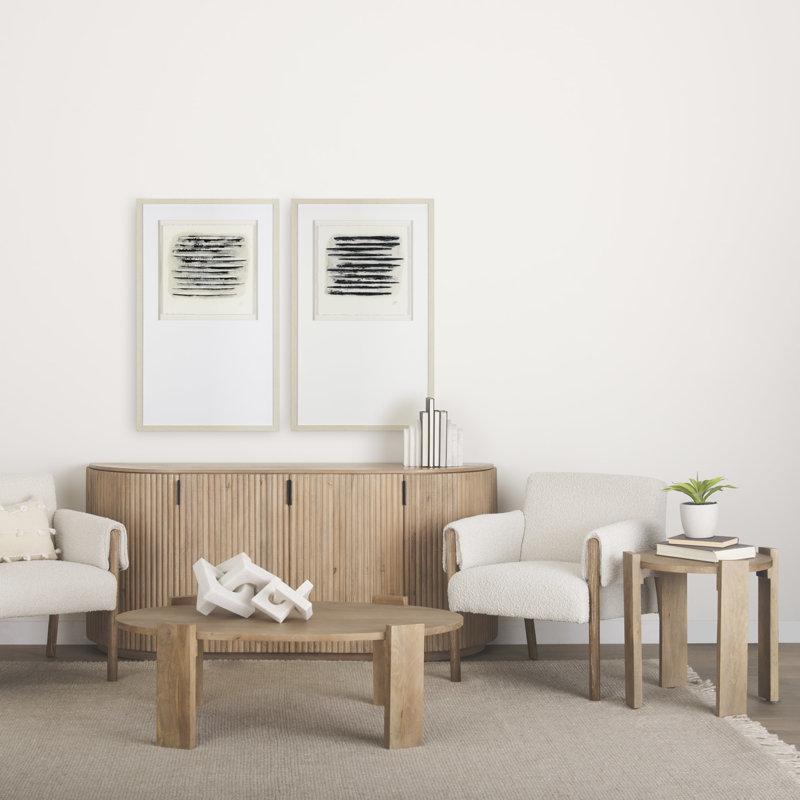 Light Brown Mango Wood Oval Coffee Table