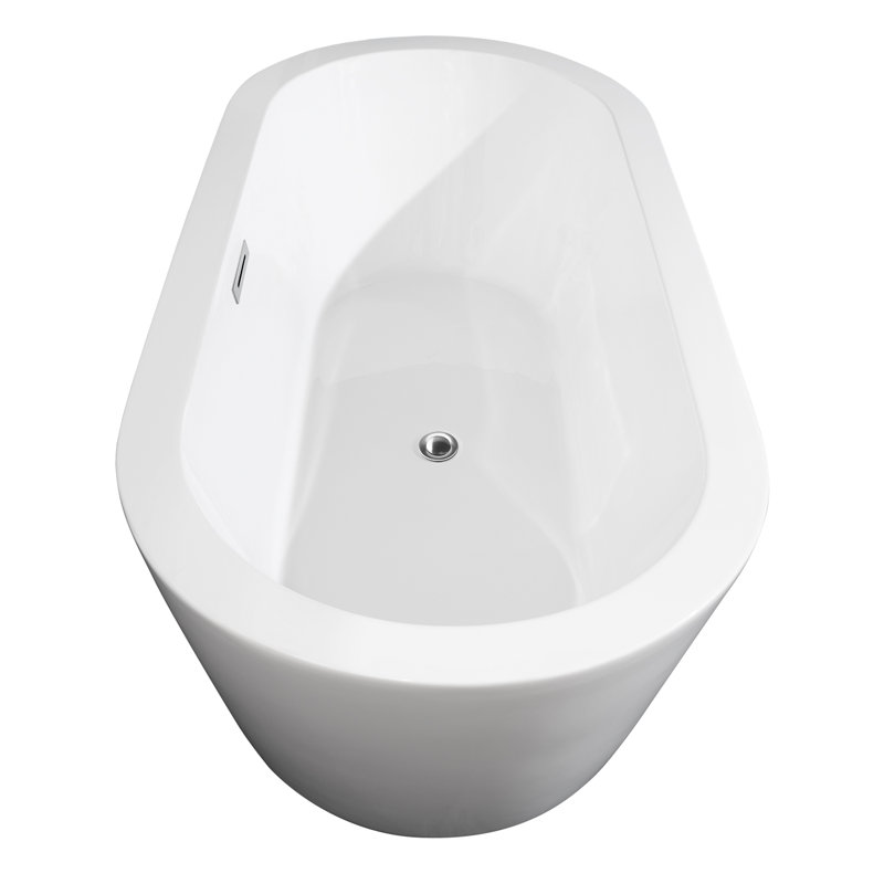 Mermaid 71'' x 33.5'' Soaking Acrylic Bathtub, Polished Chrome