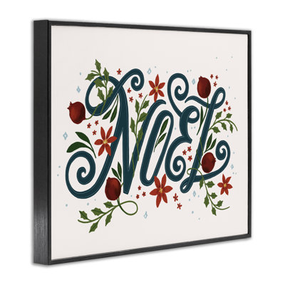 Noel with Rustic Winter Botanicals, art de la giclée encadrée, design par Loni Harris