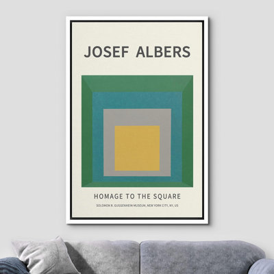 Abstrait, blocs de couleurs vives, jaune, vert et bleu par Josef Albers - reproduction sur toile flottante