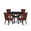 L'ensemble de table de salle à manger 5 pièces se compose d'une table ronde de 48 po avec piédestal et de 4 chaises Parson en tissu de polyester bleu marine, noir sablé-777656483-777656493