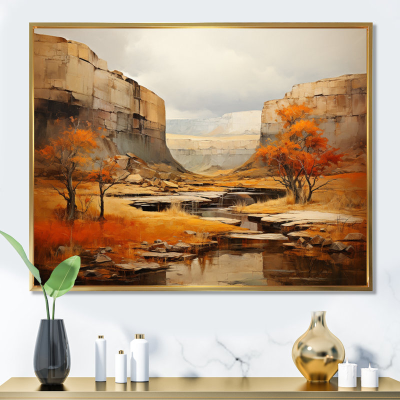 Bold Landscape Canyon Desert IV - Décoration murale Canyon, H 24 po x l 32 po x P 1 po, Cadre flottant doré