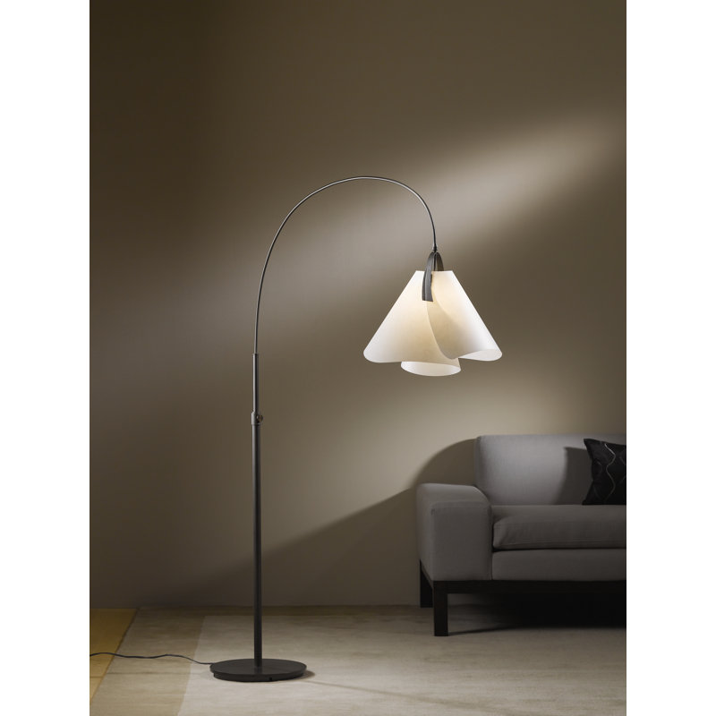 Mobius Arched Floor Lamp, Spun Frost, Dark Smoke