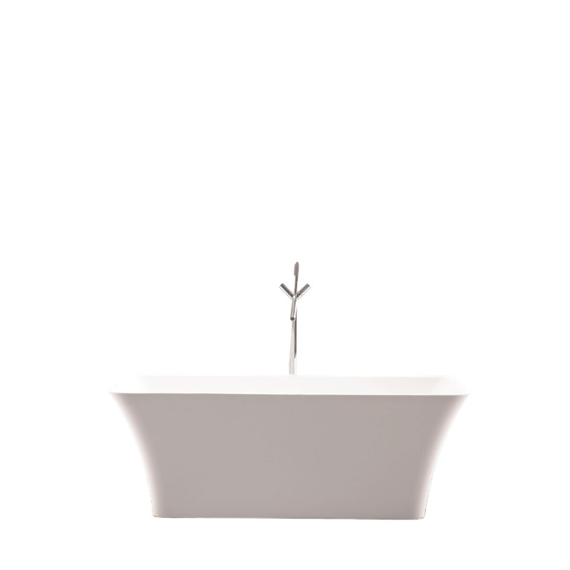 66.9" x 29.5" Freestanding Soaking Acrylic Bathtub, White/Oil Rubbed Bronze