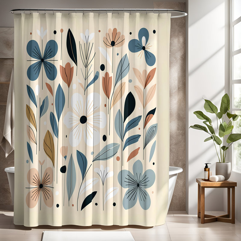 Rideau de douche à motif floral Kuyer, H 83 po x l 70 po