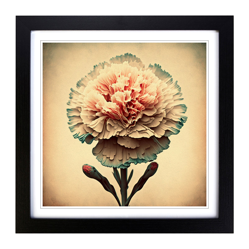 Carnation Flower Retro - Framed Print, Black