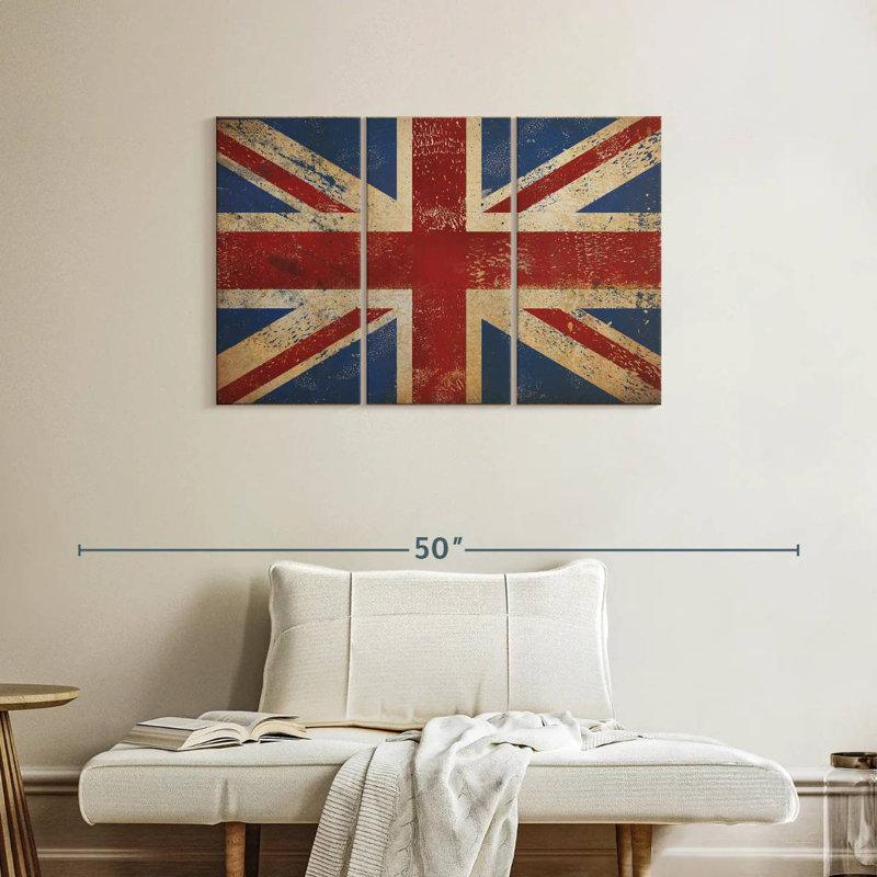 Borges Grunge Union Jack, 24" H x 38" W
