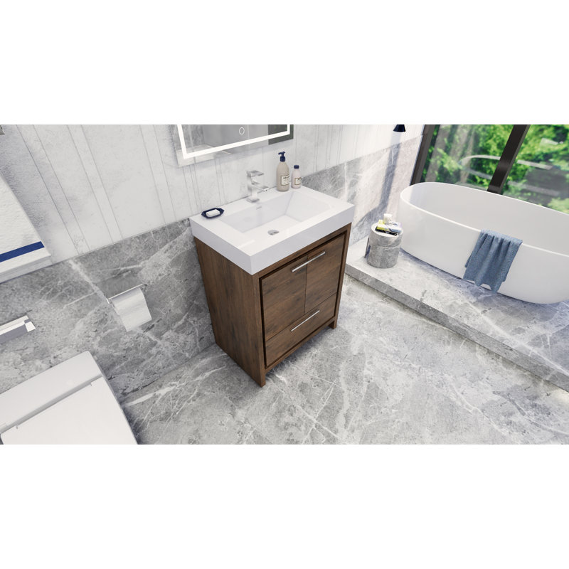 Meuble-lavabo simple 30 po McGavock, Palissandre, Chrome
