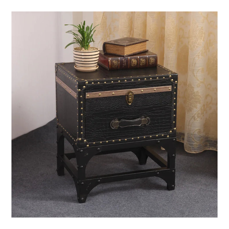 Annaruth Retro Bedside Table Rustic Living Room Side A Few Solid Wood, Black
