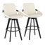 Tabouret de bar à hauteur fixe avec pivot en bois noir et similicuir avec repose-pieds rond en métal - ensemble de 2