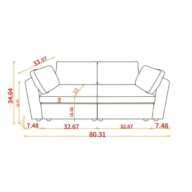 Canapé modulaire en tissu chenille, simple et grand, Chenille blanc crème