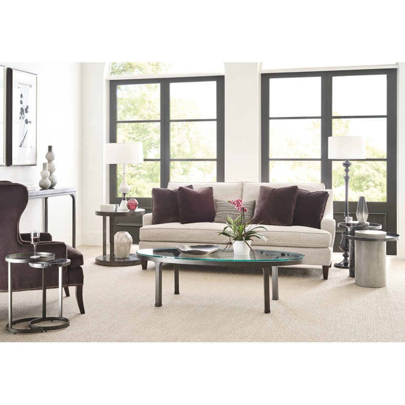OVAL GLASS TOP COFFEE TABLE