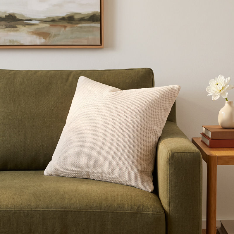 Keri Cotton Throw Pillow, 22" x 22", Cream, Pillow Cover Only - No Insert