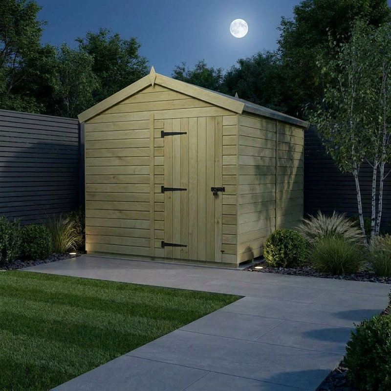 Total Sheds 8ft x 8ft Apex Garden Shed - Single Door - No Windows - Pressure Treated Timber - UK Manufactured