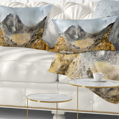Volcano Panorama with Dramatic Sky - Landscape Printed Throw Pillow