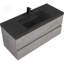 Meuble-lavabo flottant 48 po avec lavabo, armoire de rangement murale avec lavabo à quartz noir et tiroirs à fermeture en douceur entièrement assemblés