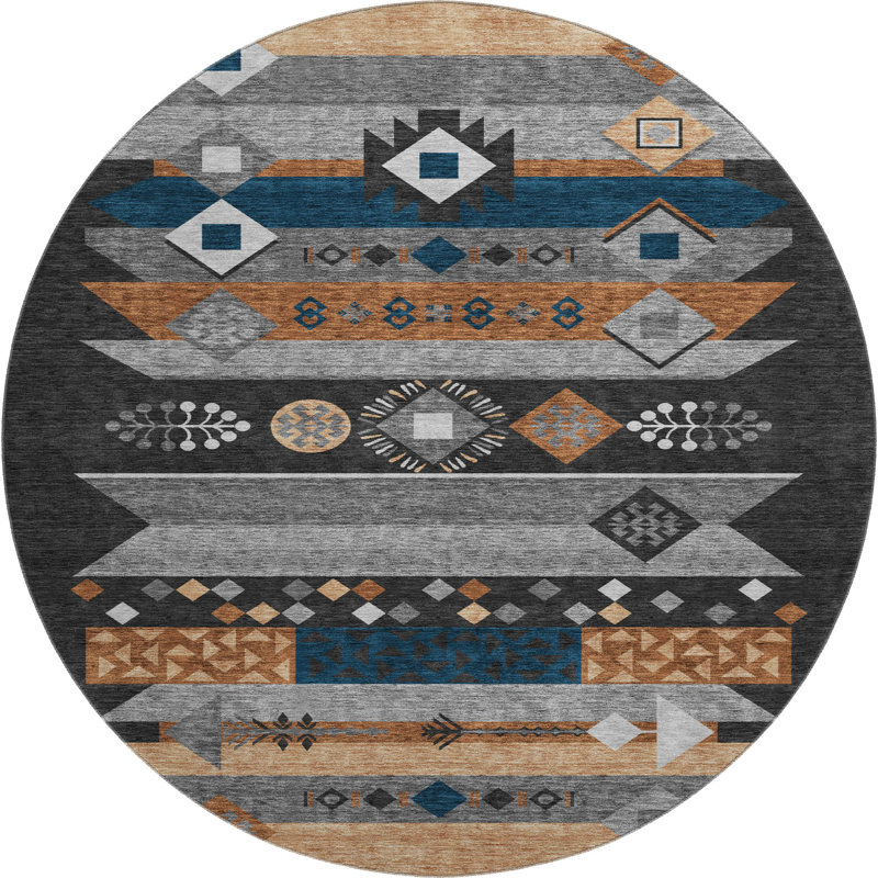 Tapis de qualité supérieure Mayfield AMF2499 Global, Noir, Rond 8 pi