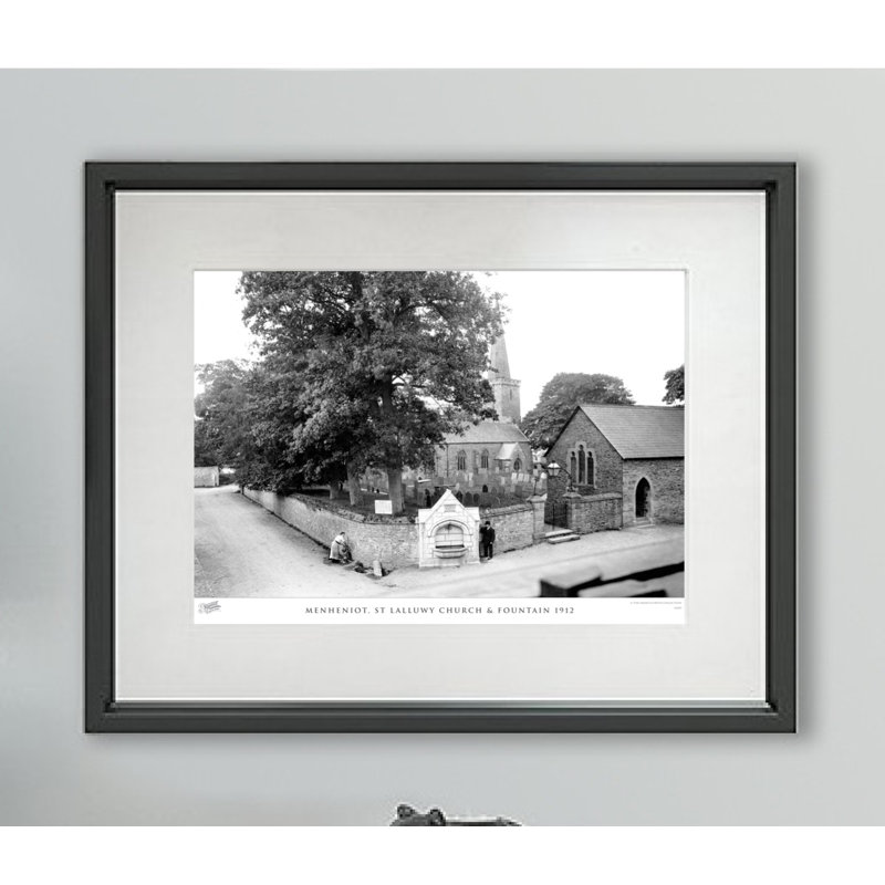 Menheniot, St Lalluwy Church & Fountain 1912 - Single Picture Frame Print, 45cm H x 60cm W x 2.3cm D