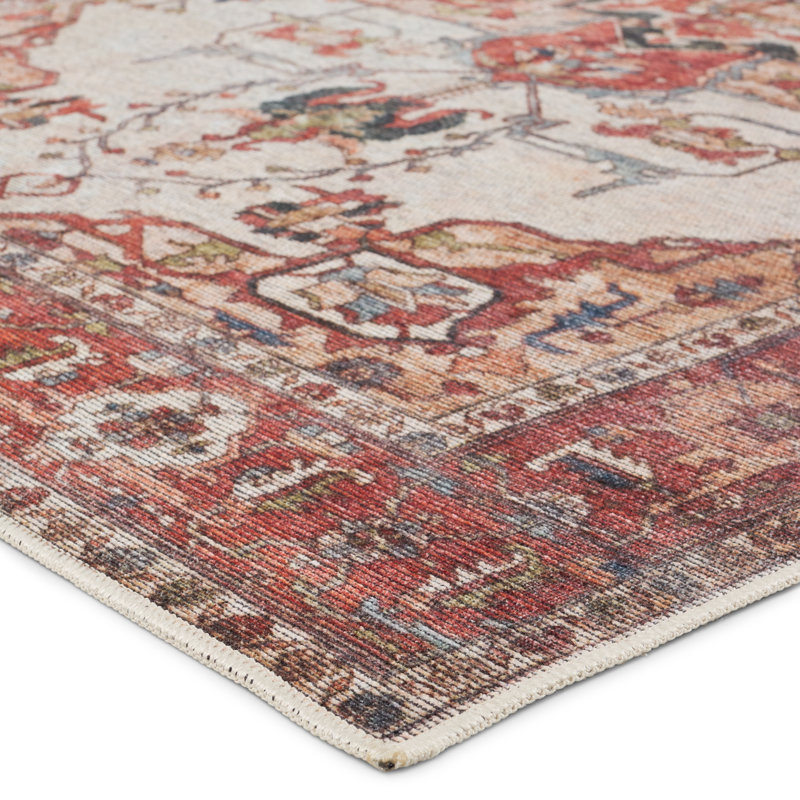 Beesley Machine Washable Handmade Rust/Beige Rug, Runner 3' x 8'