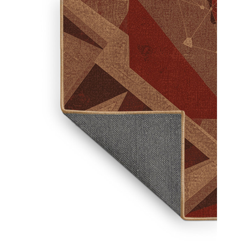 Soft Plush Evart Rustic Geometric Area Rug in Brown – LightBrown Binding, 2x5