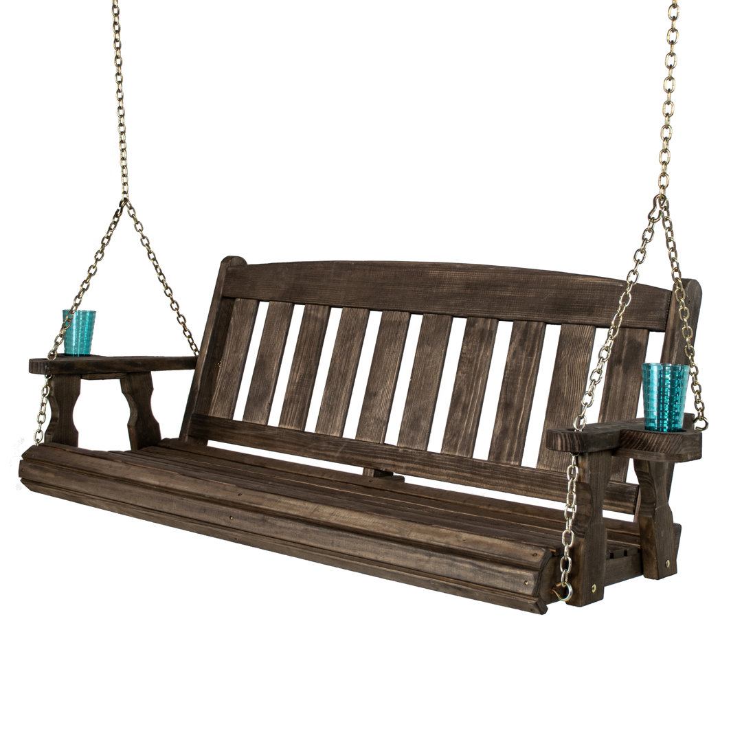 Amish Casual Heavy Duty 800 Lb Mission Treated Porch Swing with Hanging Chains and Cupholders (5 Foot) Amish Casual 
