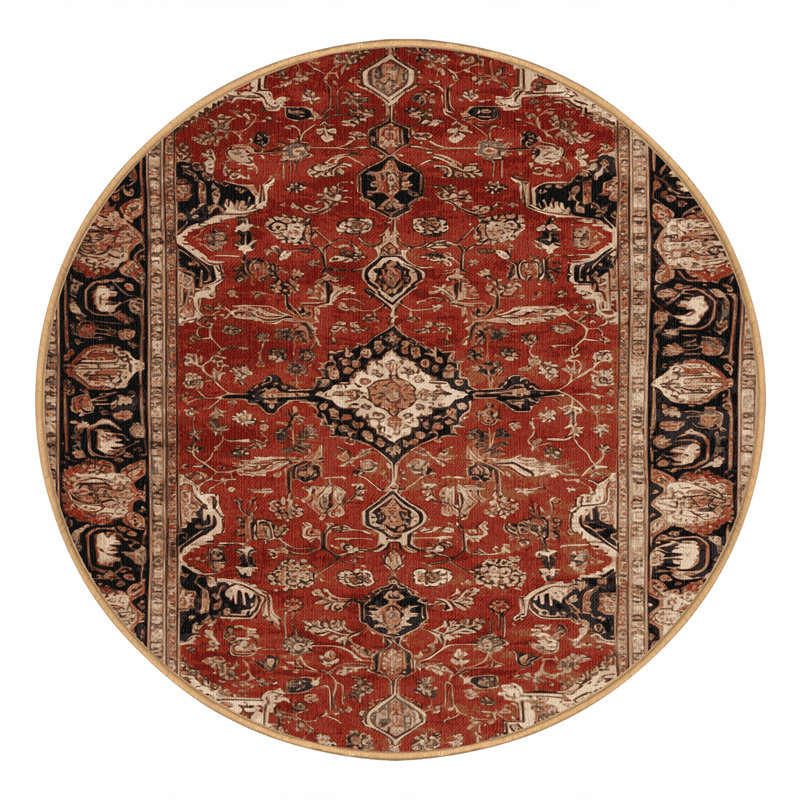 Tapis brun lavable à la machine, Rond 4 pi