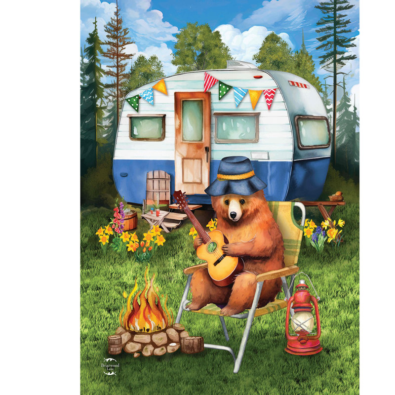 Drapeau de camping camping ours