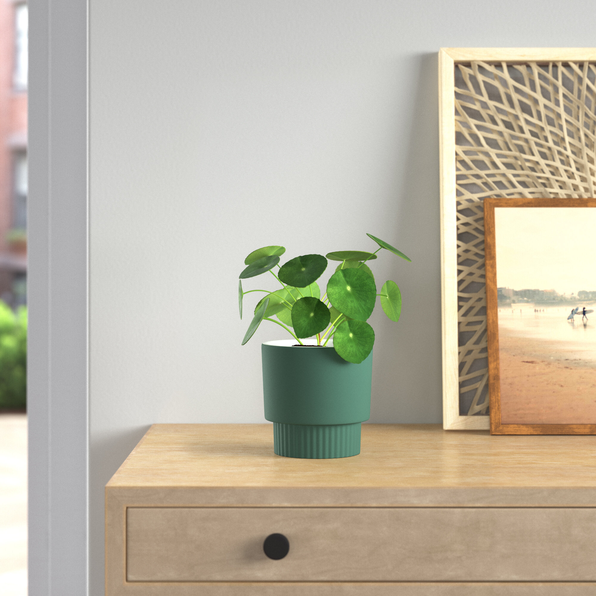 Seville Handmade Ceramic Pot Planter, Green, 5" H x 5" W x 5" D