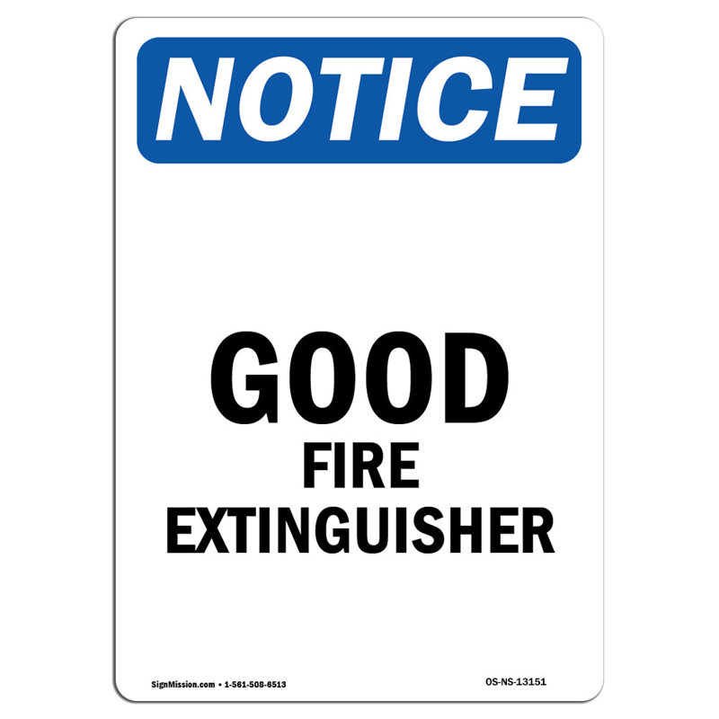 Good Fire Extinguisher Sign
