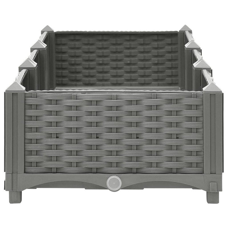 vidaXL Planter Raised Flower Bed with Rattan Look Plant Box Polypropylene, 47.2" x 15.7" x 9.1", White